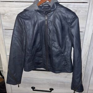 Bernardo faux leather hooded jacket